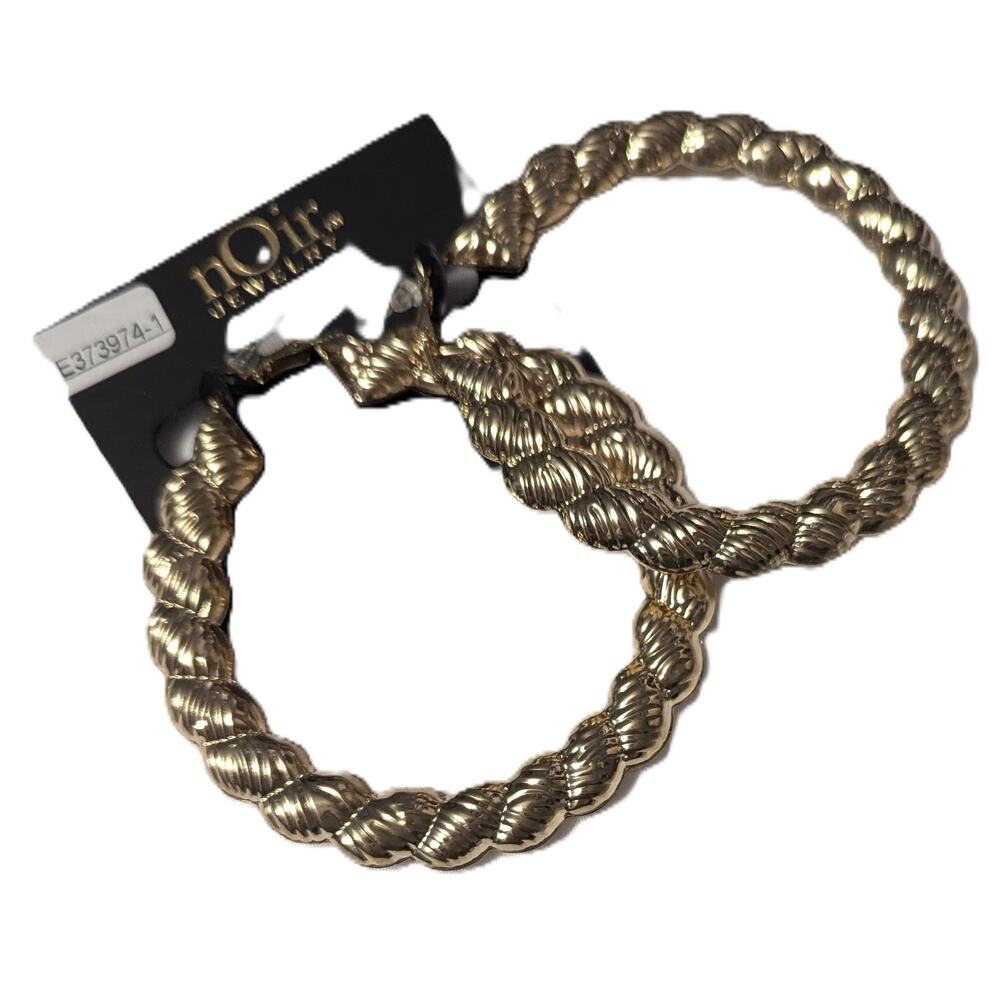 nOir Gold Tone Classic Twist Hoop Earrings